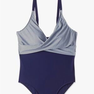 Navy Striped Women's Swimsuit L